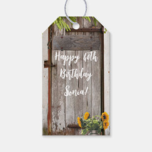 40th Birthday Western, Rustic, Sunflower, Ranch Gift Tags
