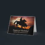 40th Birthday Western with Cowboy and Horse Card<br><div class="desc">40th birthday card with a cowboy on his horse in a southwestern sunset roping a steer that is not wanted to be caught! A fun country western cowboy enjoy the ride of life birthday card.</div>