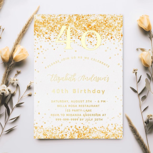 40th birthday white gold glitter luxury (Creator Uploaded)