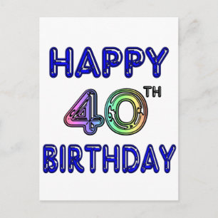 40th Birthday with Ballon Font Postcard