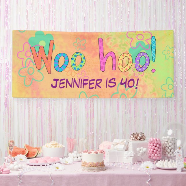 40th Birthday WooHoo Name Personalised Banner (Party)