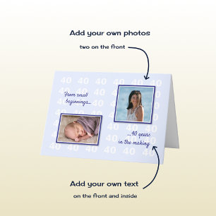 40th birthday your photos and text blue card