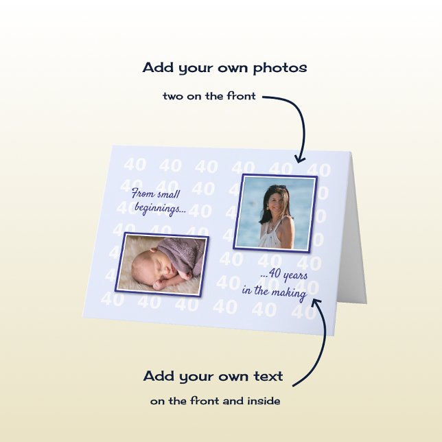 40th birthday your photos and text blue card (Creator Uploaded)