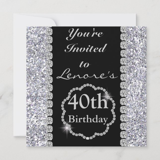 40th BLING Birthday Party Invitation (Front)