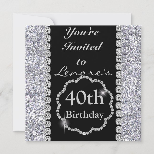 40th BLING Birthday Party Invitation (Front)