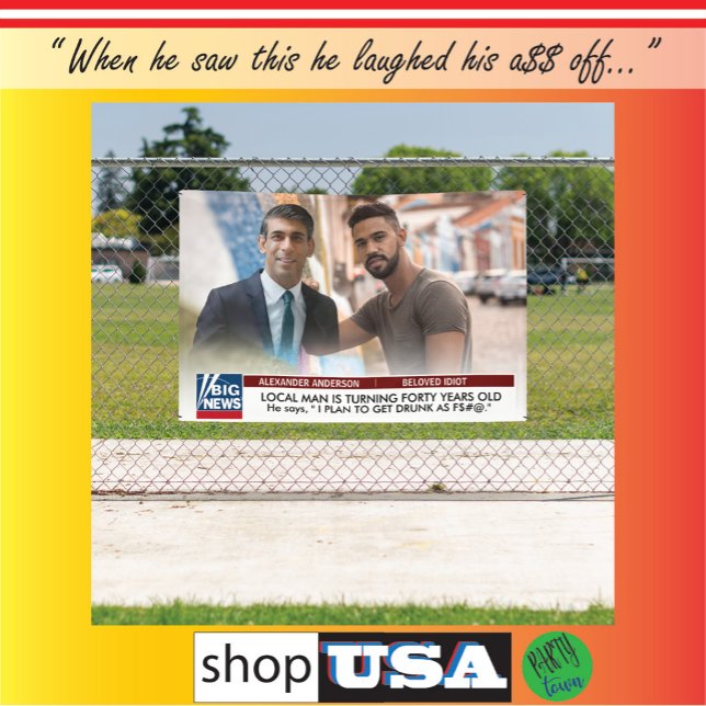 40th Breaking News 🎉 Rishi Sunak Photo  Banner (shop in America)