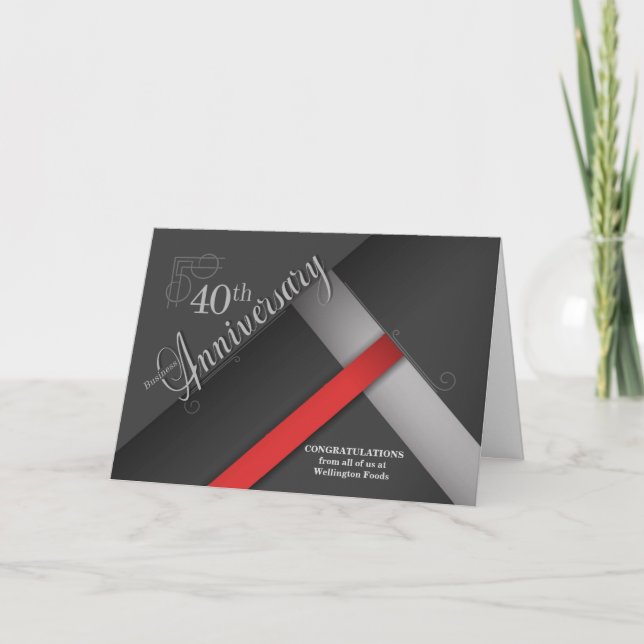 40th Business Anniversary Grayscale Congratulation Card (Front)