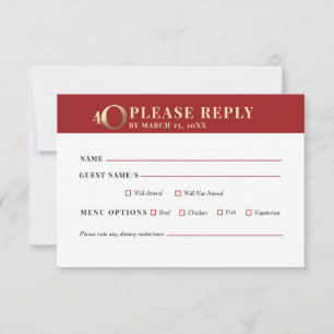 40th Business Anniversary RSVP Reply Card