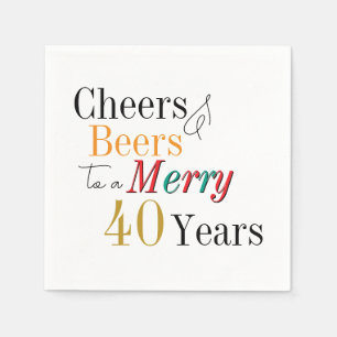 40th Christmas Birthday Cheers and Beers Merry Napkin