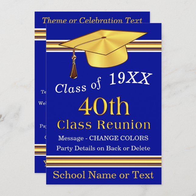 40th Class Reunion Invitations, CHANGE COLORS Invitation (Front/Back)