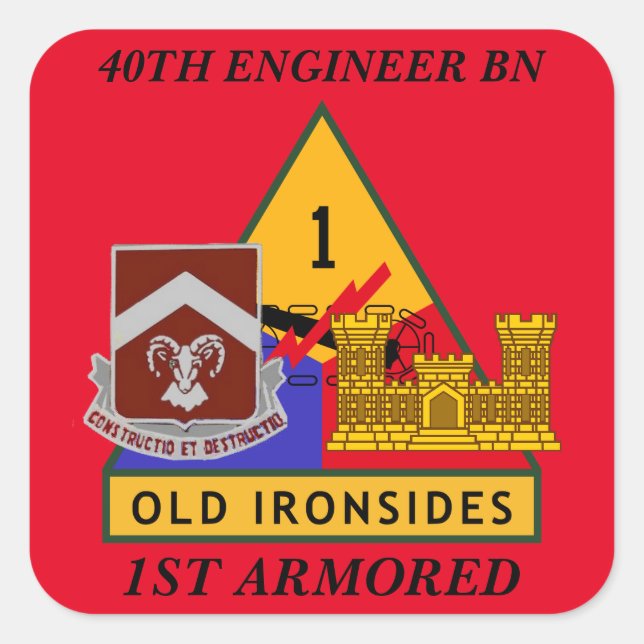 40TH ENGINEER BATTALION 1ST ARMORED STICKERS (Front)