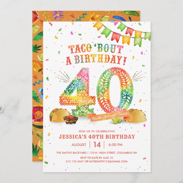 40th Fiesta Birthday Party Invitation (Front/Back)