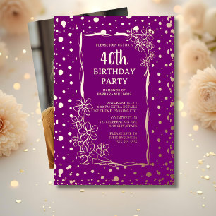 40th Floral Custom Birthday Party Glam Glitzy