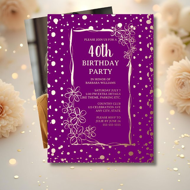 40th Floral Custom Birthday Party Glam Glitzy (Creator Uploaded)