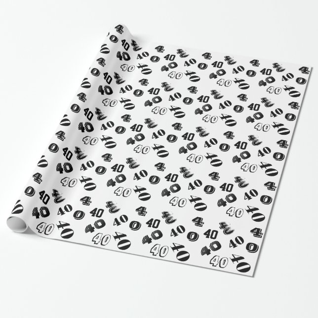 40th fortieth birthday personalise age wrapping paper (Unrolled)