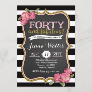 40th Forty & fabulous Birthday Invitation