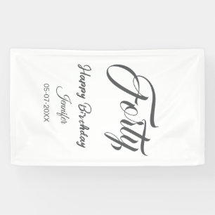 40th forty letterbirthday add name date year gray banner