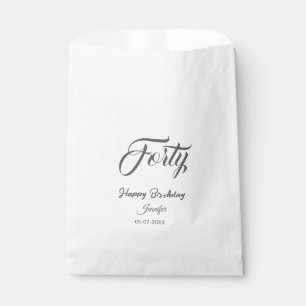 40th forty letterbirthday add name date year gray favour bag