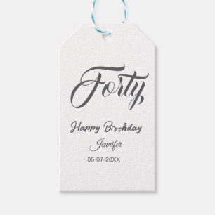 40th forty letterbirthday add name date year gray gift tags
