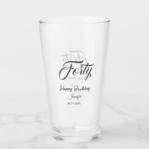 40th forty letterbirthday add name date year gray glass