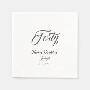 40th forty letterbirthday add name date year gray napkin