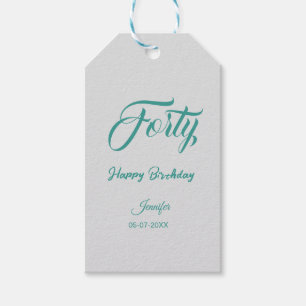 40th forty letterbirthday add name date year grey gift tags