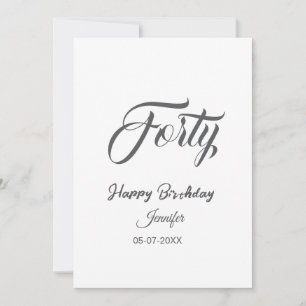 40th forty letterbirthday add name date year grey invitation