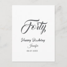 40th forty letterbirthday add name date year grey 