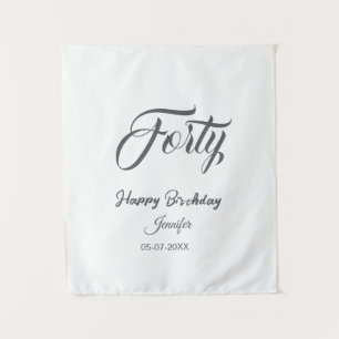 40th forty letterbirthday add name date year grey  tapestry