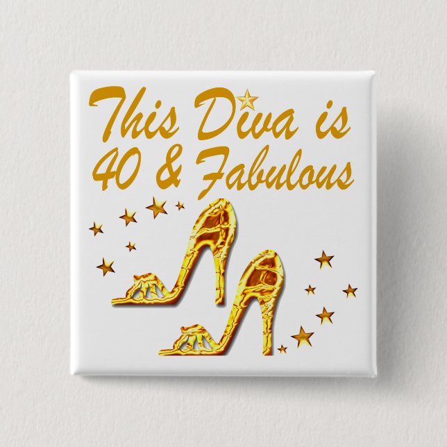 40TH GOLD SHOES 15 CM SQUARE BADGE (Front)
