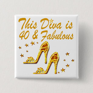 40TH GOLD SHOES 15 CM SQUARE BADGE