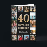 40th Happy Birthday Black and Gold Photo Collage Card<br><div class="desc">40th Happy Birthday Black and Gold Photo Collage Birthday Card. For further customisation,  please click the "Customise it" button and use our design tool to modify this template.</div>