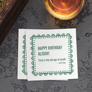 40th Happy Birthday Literary Quote Victor Hugo Napkin