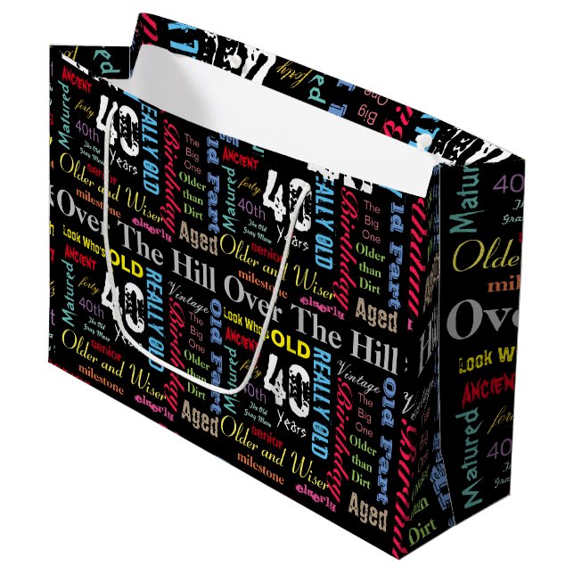 40th Happy Birthday | Milestone Large Gift Bag (Front Angled)