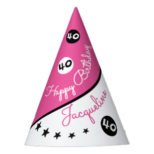 40th Happy Birthday Pink Custom Paper Party Hats
