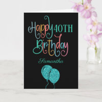 40th Happy Birthday Stylish Text Name Colourful