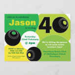 40th Lawn Bowls Barefoot Bowling Birthday Invitation<br><div class="desc">Have your next big birthday bash at a Lawn Bowls Club? Then look no further than this fun, vibrant invitation with green hues to celebrate the outdoor lawn bowls occasion with plenty or text room to let guest know that it will be a barefoot event, or change the wording to...</div>