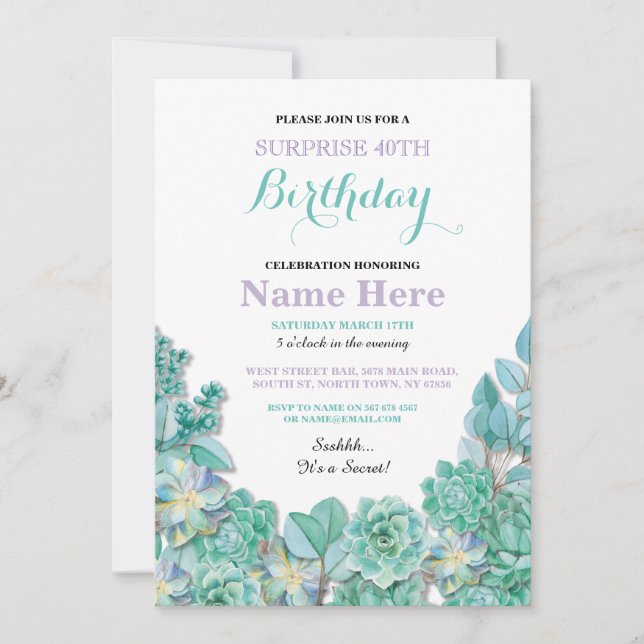 40th or Any Age Birthday Party Floral White Invite (Front)