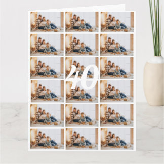 40th or Any Age Photo Collage Big Birthday Card