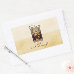 40th Ordination Anniversary Angels at Altar Rectangular Sticker