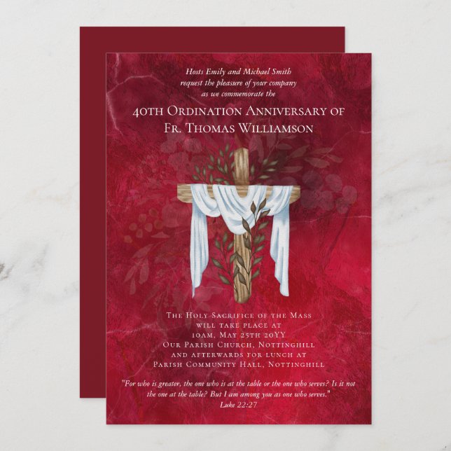 40th Ordination Anniversary Invitation Ruby (Front/Back)
