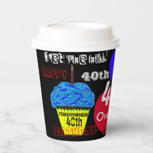 40th Over the Hill Blue Cupcake Balloons Any AGE Paper Cups