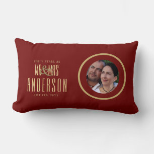 40th PHOTO Wedding RUBY Anniversary Modern Gift Lumbar Cushion