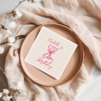 40th Pink Hand Drawn Champagne Bow Glass Birthday