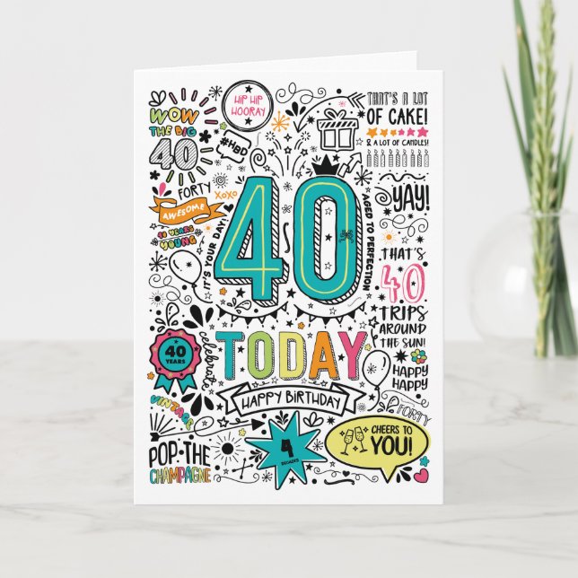 40th Printable Birthday Card (Front)