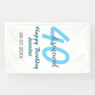 40th & renewed birthday name date blue bold number banner