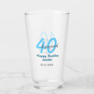 40th & renewed birthday name date blue bold number glass