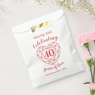 40th Ruby Anniversary 40 years personalised Favour Bag