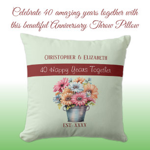 40th ruby anniversary flowers green cushion