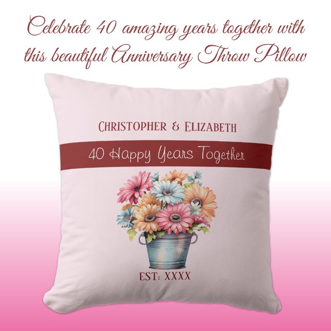 40th ruby anniversary flowers pink cushion (Creator Uploaded)